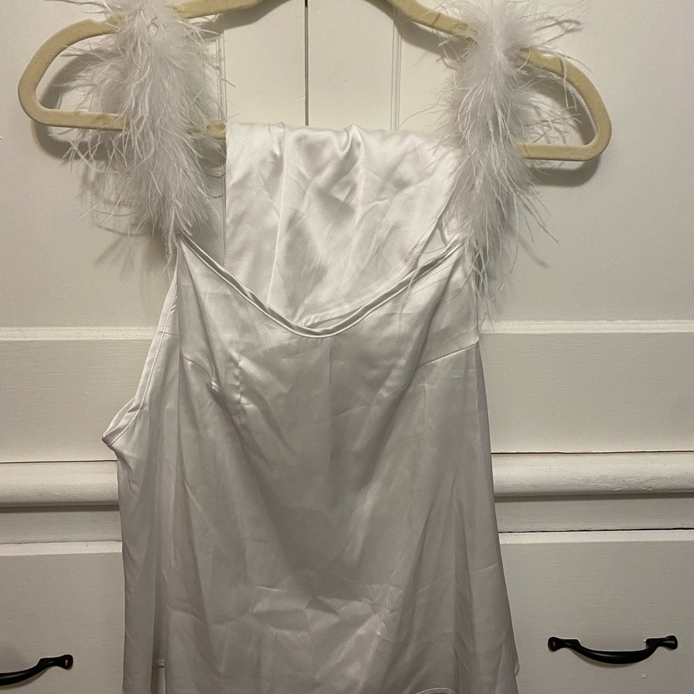 White satin shorts tank set
